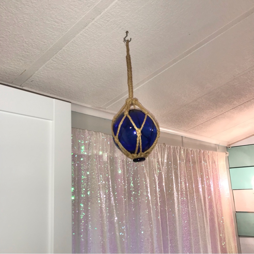 Glass Buoys Turquoise and Cobalt Blue Approximate Circumference 17” 21” - Picture 3 of 7